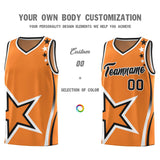 Custom Gold Orange Shoulder Stars Graffiti Pattern Sets Basketball Jersey