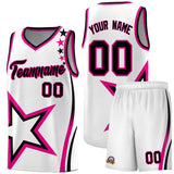 Custom White Shoulder Stars Graffiti Pattern Sets Basketball Jersey