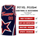 Custom Navy Shoulder Stars Graffiti Pattern Sets Basketball Jersey