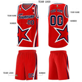 Custom Red Shoulder Stars Graffiti Pattern Sets Basketball Jersey