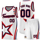 Custom White Shoulder Stars Graffiti Pattern Sets Basketball Jersey