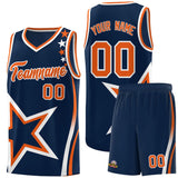 Custom Navy Shoulder Stars Graffiti Pattern Sets Basketball Jersey