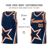 Custom Navy Shoulder Stars Graffiti Pattern Sets Basketball Jersey
