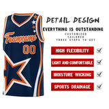 Custom Navy Shoulder Stars Graffiti Pattern Sets Basketball Jersey