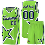 Custom Neon Green Shoulder Stars Graffiti Pattern Sets Basketball Jersey