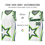 Custom White Shoulder Stars Graffiti Pattern Sets Basketball Jersey
