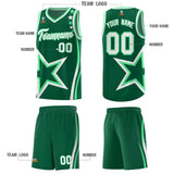 Custom Green Shoulder Stars Graffiti Pattern Sets Basketball Jersey