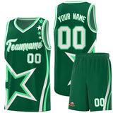 Custom Green Shoulder Stars Graffiti Pattern Sets Basketball Jersey