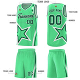 Custom Green Shoulder Stars Graffiti Pattern Sets Basketball Jersey