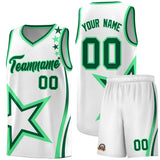 Custom White Shoulder Stars Graffiti Pattern Sets Basketball Jersey