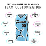 Custom Light Blue Shoulder Stars Graffiti Pattern Sets Basketball Jersey