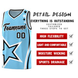 Custom Light Blue Shoulder Stars Graffiti Pattern Sets Basketball Jersey