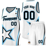 Custom White Shoulder Stars Graffiti Pattern Sets Basketball Jersey