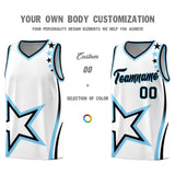 Custom White Shoulder Stars Graffiti Pattern Sets Basketball Jersey