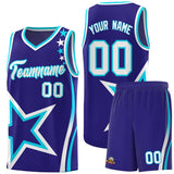 Custom Navy Shoulder Stars Graffiti Pattern Sets Basketball Jersey