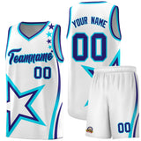 Custom White Shoulder Stars Graffiti Pattern Sets Basketball Jersey