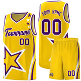 Custom Gold Shoulder Stars Graffiti Pattern Sets Basketball Jersey
