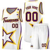 Custom White Shoulder Stars Graffiti Pattern Sets Basketball Jersey