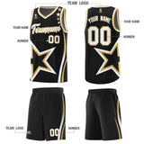 Custom Black Shoulder Stars Graffiti Pattern Sets Basketball Jersey