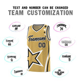 Custom Old Gold Shoulder Stars Graffiti Pattern Sets Basketball Jersey