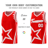 Custom Red Shoulder Stars Graffiti Pattern Sets Basketball Jersey