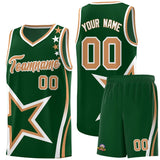 Custom Green Shoulder Stars Graffiti Pattern Sets Basketball Jersey