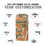 Custom Light Brown Shoulder Stars Graffiti Pattern Sets Basketball Jersey