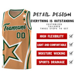 Custom Light Brown Shoulder Stars Graffiti Pattern Sets Basketball Jersey