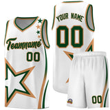 Custom White Shoulder Stars Graffiti Pattern Sets Basketball Jersey