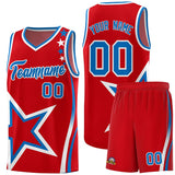 Custom Red Shoulder Stars Graffiti Pattern Sets Basketball Jersey