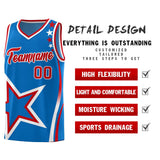 Custom Blue Shoulder Stars Graffiti Pattern Sets Basketball Jersey
