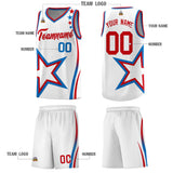 Custom White Shoulder Stars Graffiti Pattern Sets Basketball Jersey