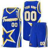 Custom Royal Shoulder Stars Graffiti Pattern Sets Basketball Jersey