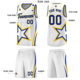 Custom White Shoulder Stars Graffiti Pattern Sets Basketball Jersey