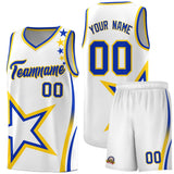 Custom White Shoulder Stars Graffiti Pattern Sets Basketball Jersey