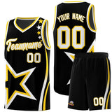 Custom Black Shoulder Stars Graffiti Pattern Sets Basketball Jersey