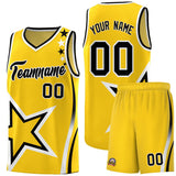 Custom Gold Shoulder Stars Graffiti Pattern Sets Basketball Jersey