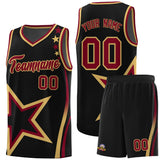 Custom Black Shoulder Stars Graffiti Pattern Sets Basketball Jersey