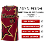 Custom Crimson Shoulder Stars Graffiti Pattern Sets Basketball Jersey