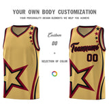 Custom Old Gold Shoulder Stars Graffiti Pattern Sets Basketball Jersey