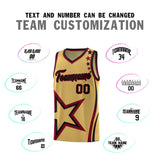 Custom Old Gold Shoulder Stars Graffiti Pattern Sets Basketball Jersey
