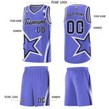 Custom Purple Shoulder Stars Graffiti Pattern Sets Basketball Jersey