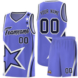 Custom Purple Shoulder Stars Graffiti Pattern Sets Basketball Jersey