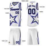 Custom White Shoulder Stars Graffiti Pattern Sets Basketball Jersey
