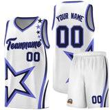 Custom White Shoulder Stars Graffiti Pattern Sets Basketball Jersey