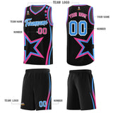 Custom Black Shoulder Stars Graffiti Pattern Sets Basketball Jersey