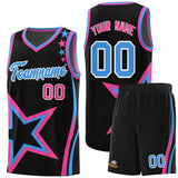 Custom Black Shoulder Stars Graffiti Pattern Sets Basketball Jersey