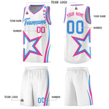 Custom White Shoulder Stars Graffiti Pattern Sets Basketball Jersey