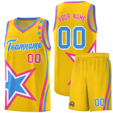 Custom Gold Shoulder Stars Graffiti Pattern Sets Basketball Jersey