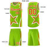 Custom Neon Green Shoulder Stars Graffiti Pattern Sets Basketball Jersey